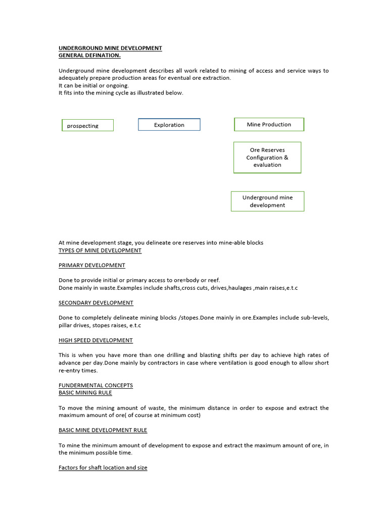 Underground Mine Development and Extraction 034825 | PDF | Mining ...
