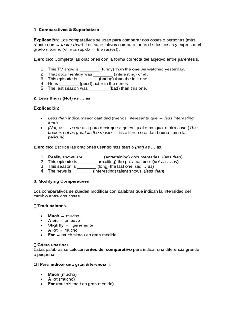 Modifying Comparatives in English | PDF | Entertainment