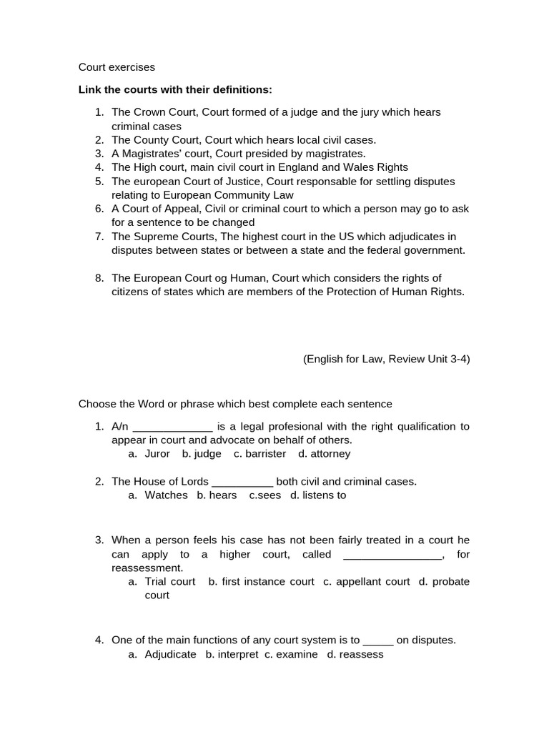Court Exercises | PDF | Judge | Magistrate