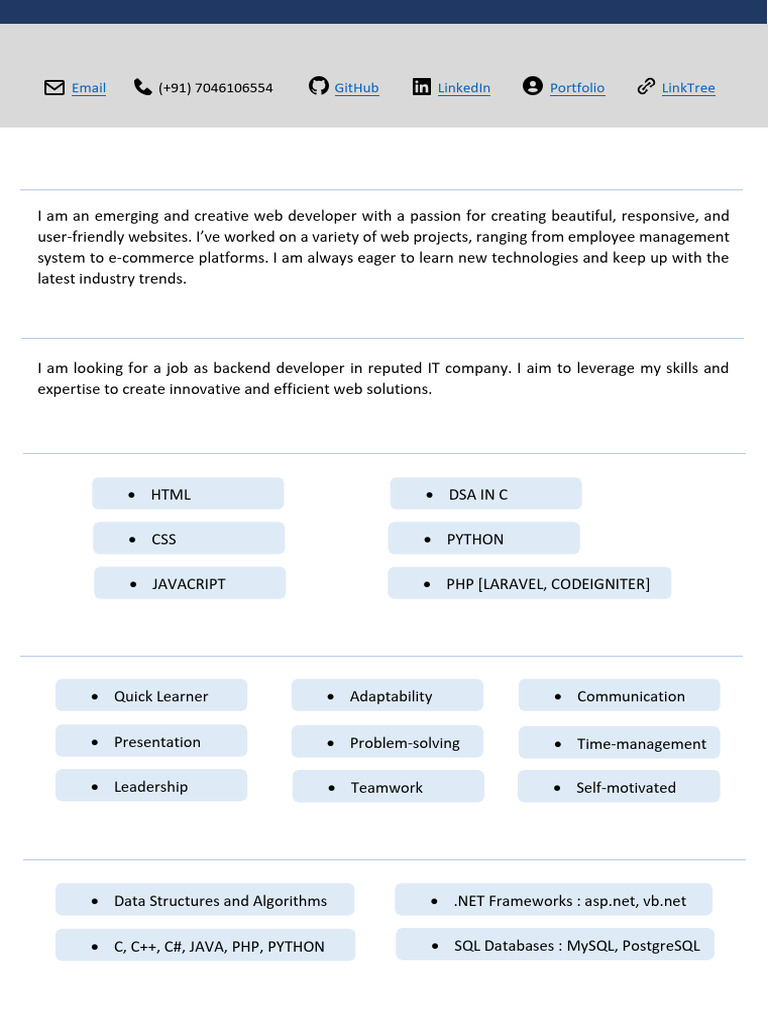 Anjali Patel: Web Developer Profile | PDF | Databases | Software ...