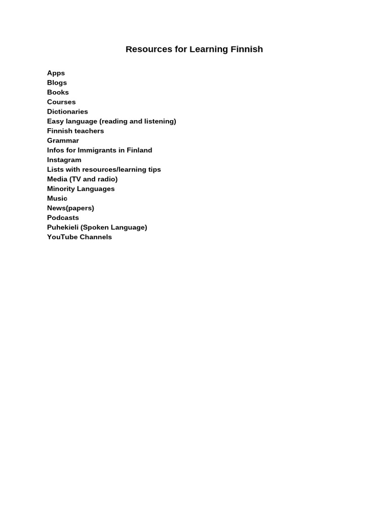 Essential Finnish Learning Resources | PDF | Finland | Linguistics