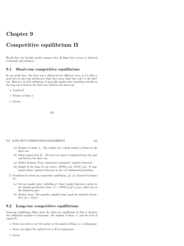 ECN 100B: Competitive Equilibrium Notes | PDF | Long Run And Short Run ...