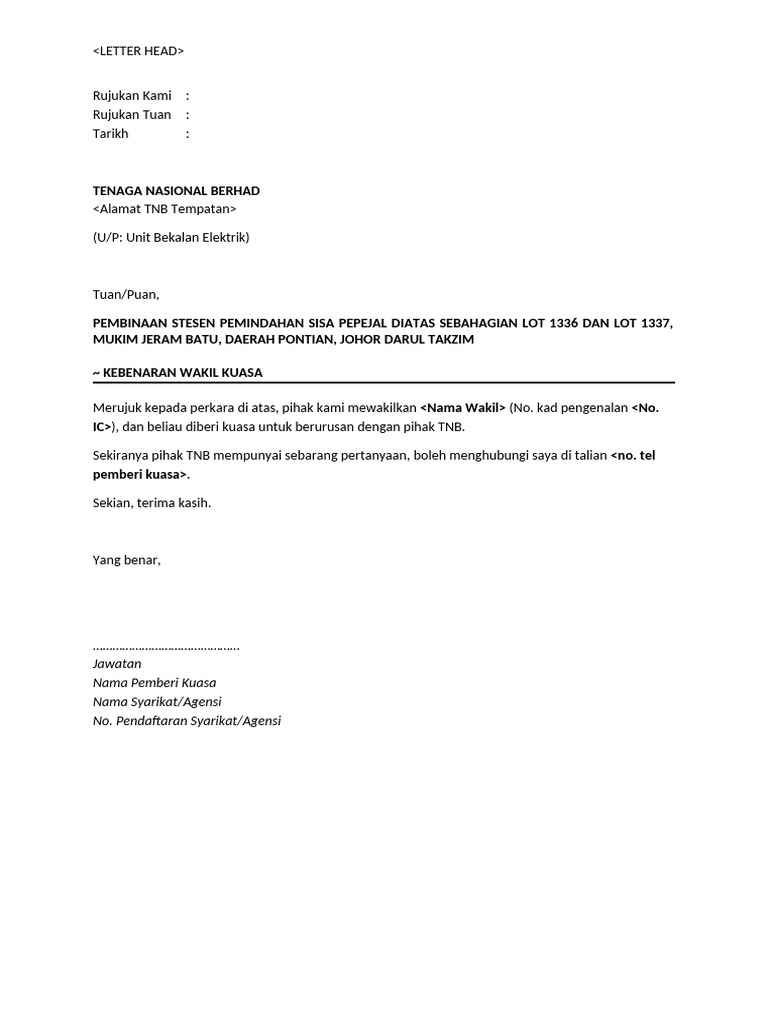 TNB - Surat Kuasa | PDF