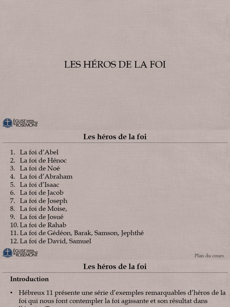 Héros de la foi dans l'Ancien Testament | PDF | Foi | Doctrines et ...