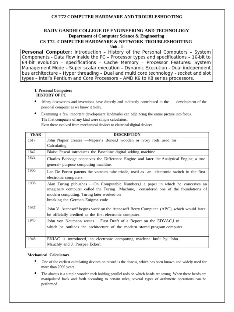 Computer Hardware & Troubleshooting Guide | PDF | Personal Computers ...
