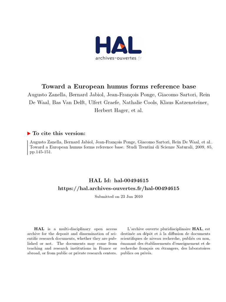 European Humus Forms Classification Guide | PDF | Organic Matter ...