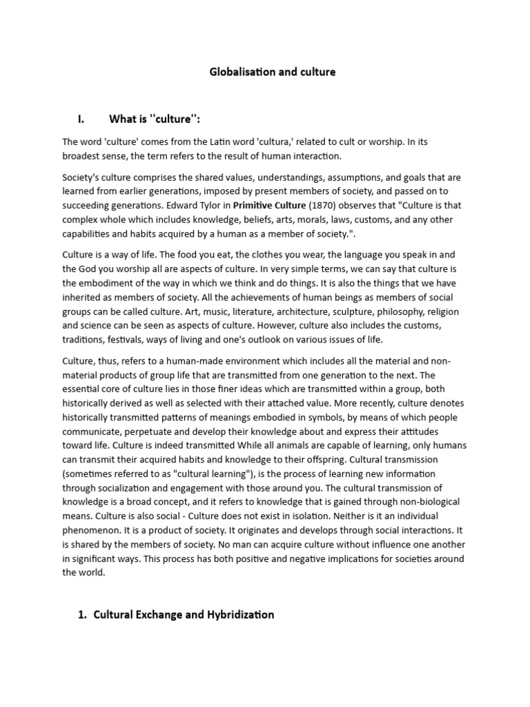 Globalisation and Culture-1 | PDF | Globalization | Traditions