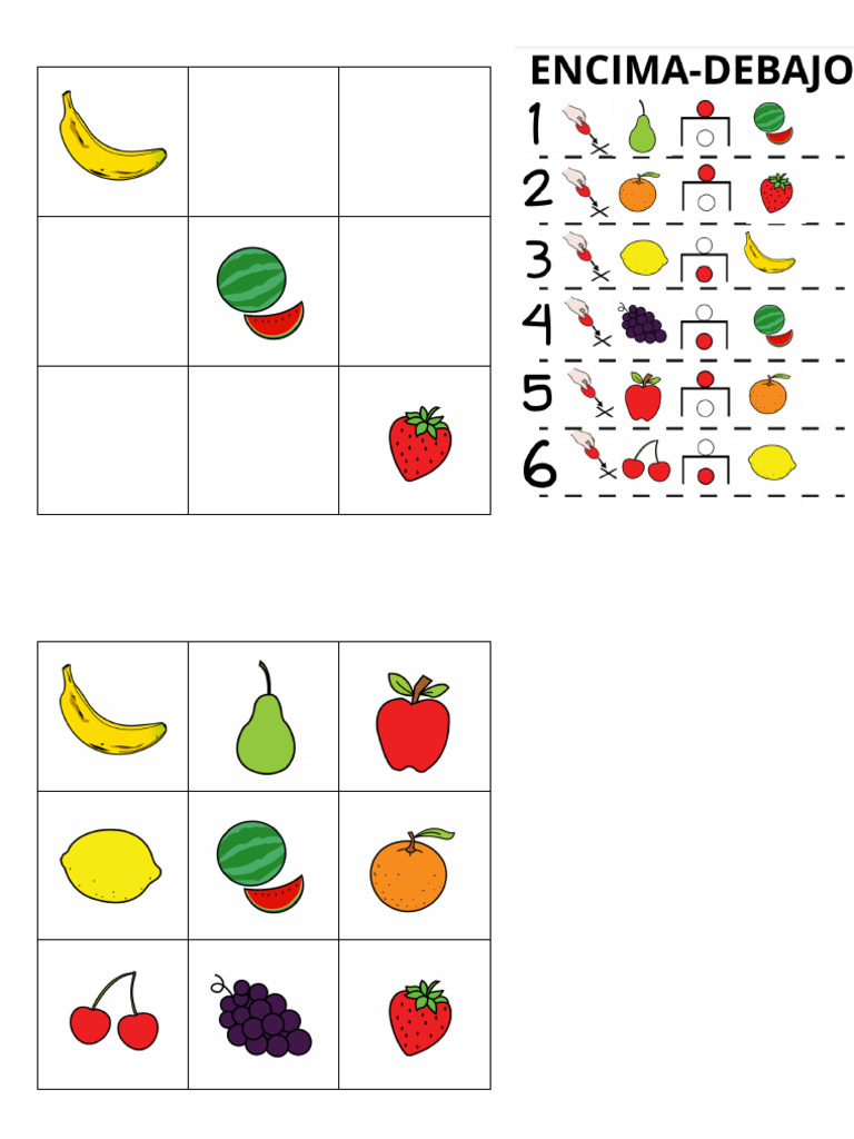 Encima Debajo Frutas | PDF