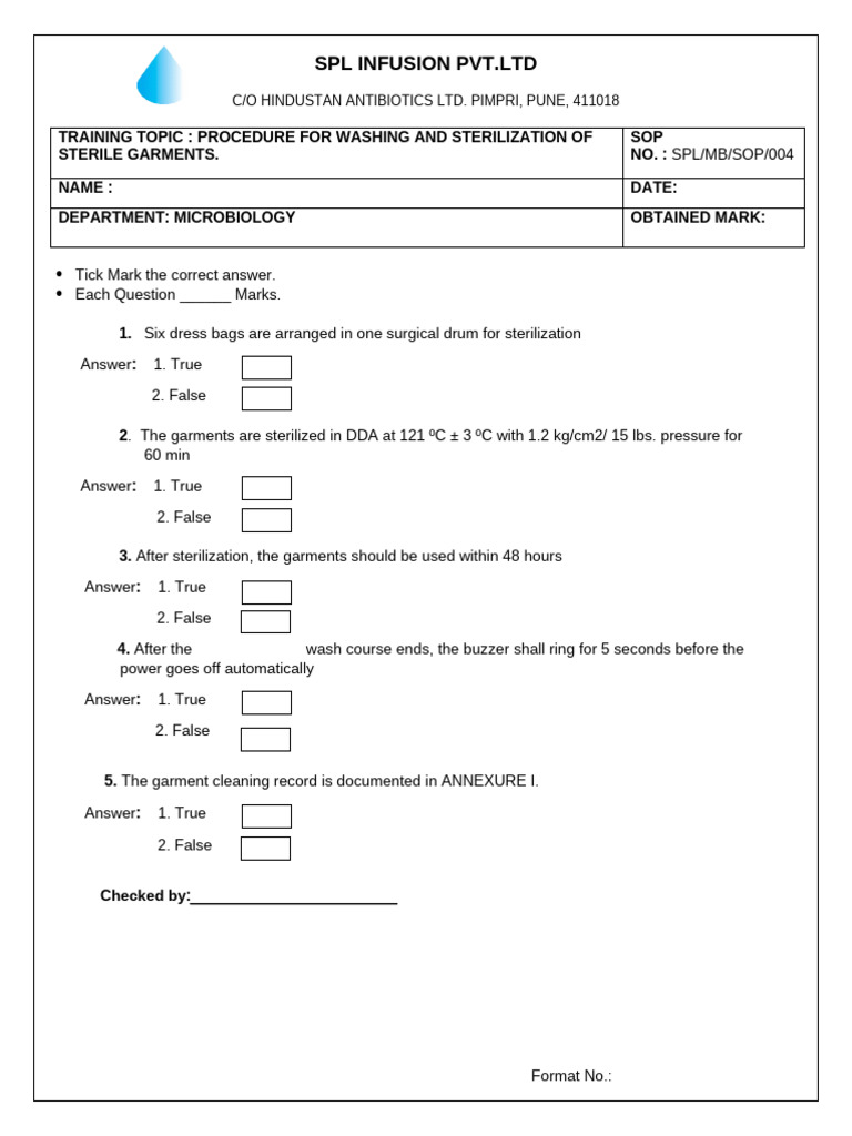 Sterile Garment Washing Procedure | PDF