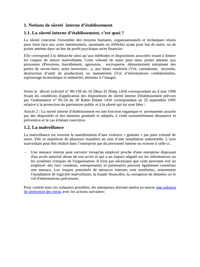 Plan de sûreté interne en entreprise | PDF | Sécurité