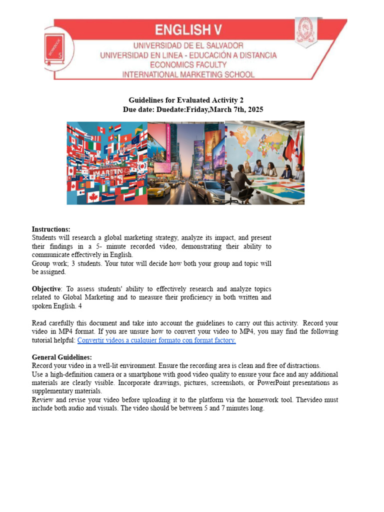 Guidelines For Activity 2 English V - 2025 | PDF | Marketing | Brand