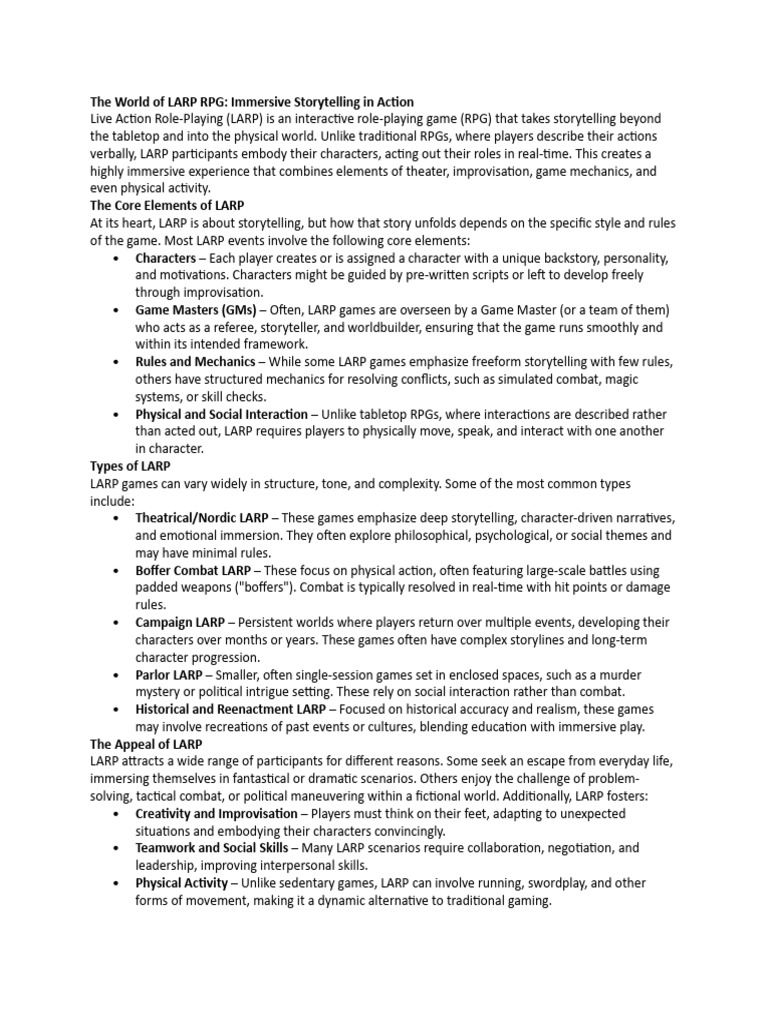 The World of Larp RPG | PDF | Role Playing Games | Entertainment