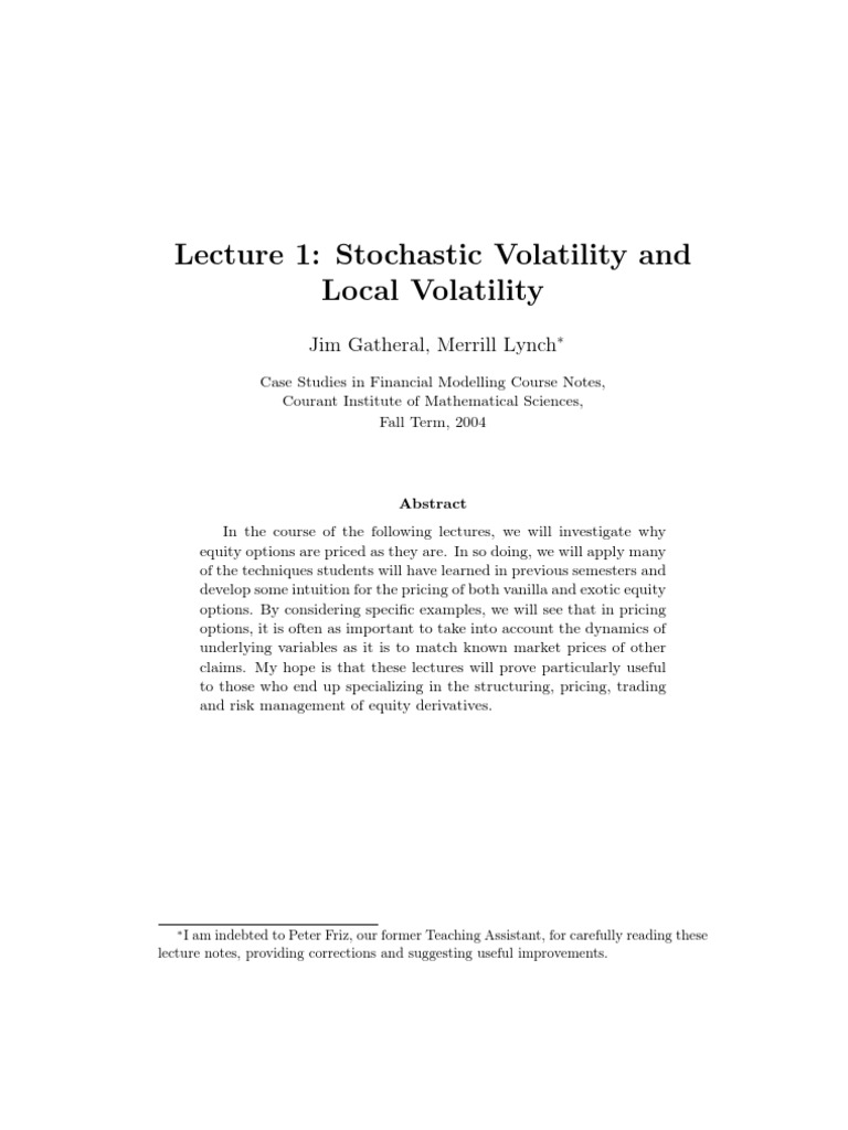 Heston Jim Gatheral | PDF | Volatility (Finance) | Black–Scholes Model