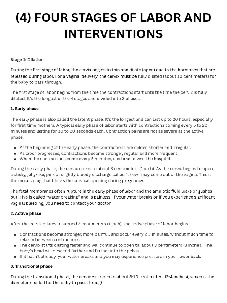 Understanding the Four Stages of Labor | PDF | Childbirth | Human ...
