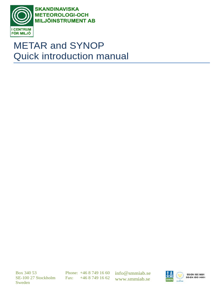 METAR and SYNOP Quick Guide | PDF | Atmospheric Pressure | Humidity