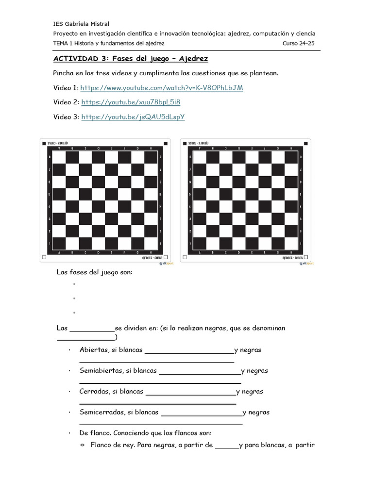 Fases del Juego en Ajedrez: Estrategias y Tipos | PDF | Ajedrez ...