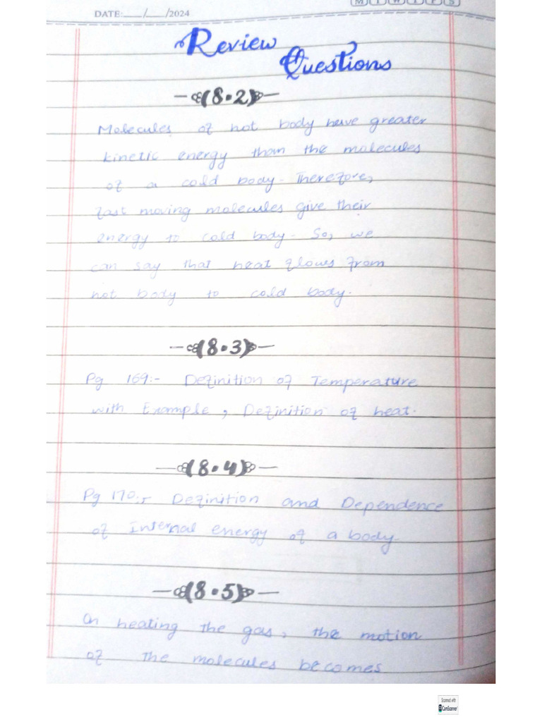 Physics Chapter 8 Review Questions | PDF