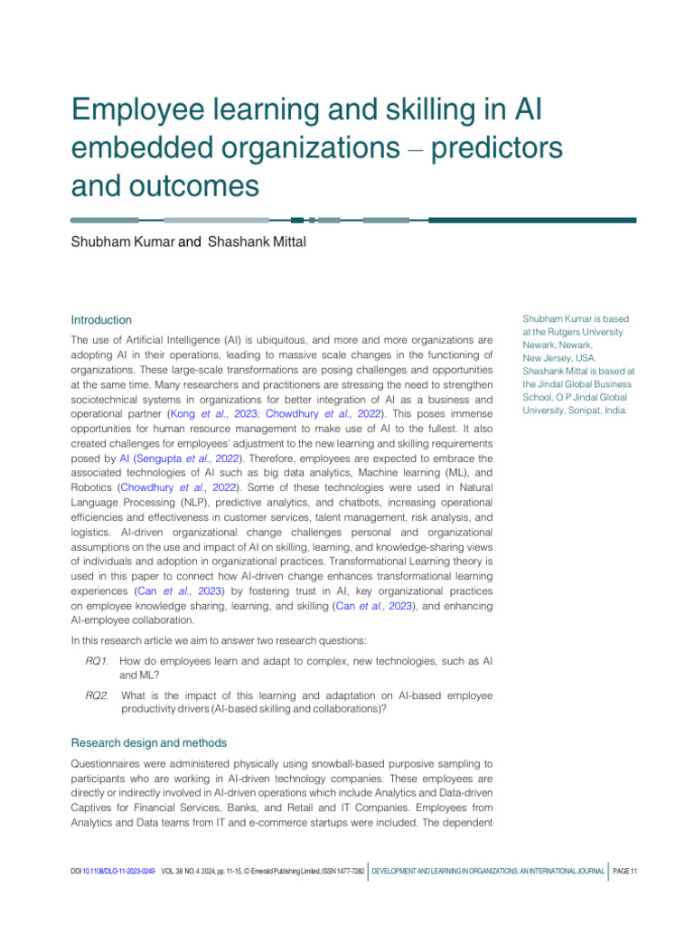 Employee Learning and Skilling in AI | PDF | Artificial Intelligence ...