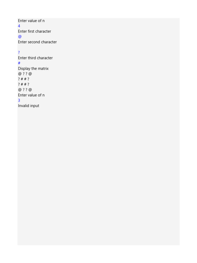 Enter Value of N Enter First Character Enter Second Character | PDF