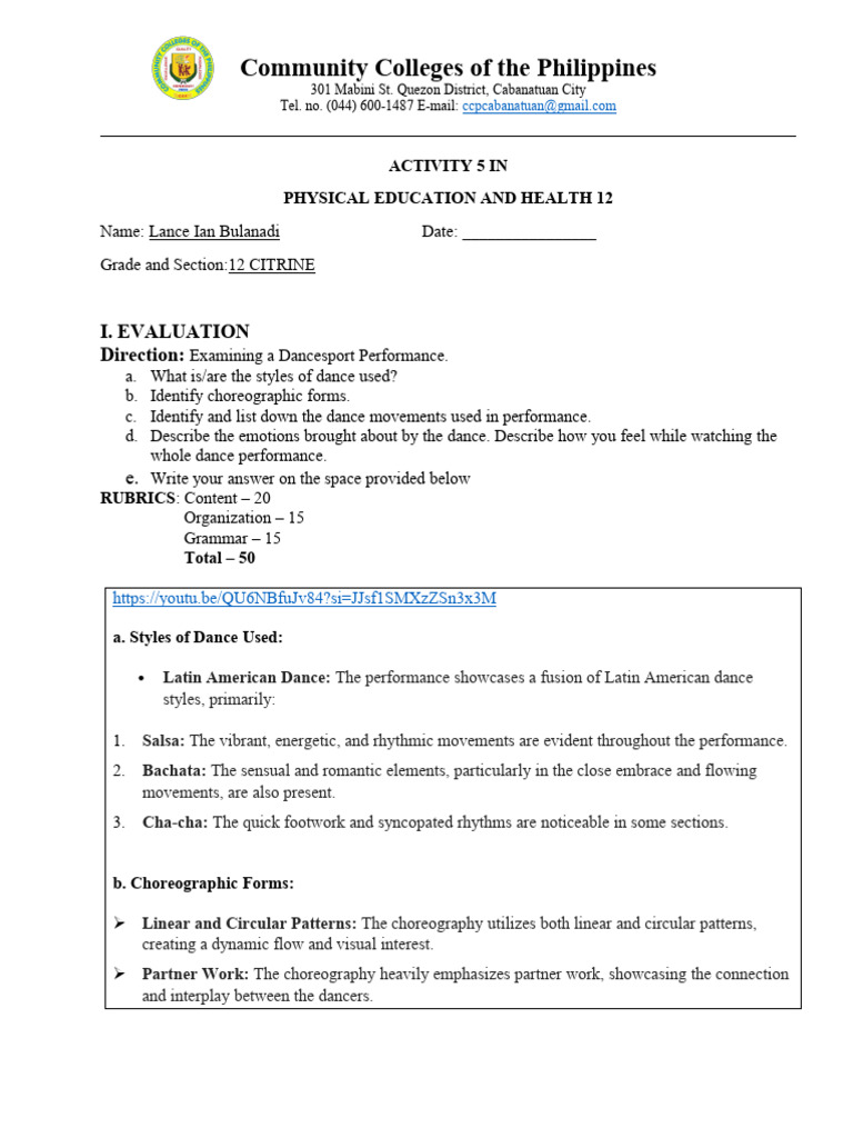 Activity 5 in Pe Health | PDF | Dances | Social Dance