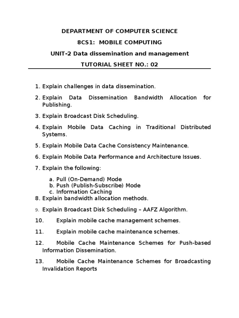 Mobile Computing: Data Management & Middleware | PDF | Science ...