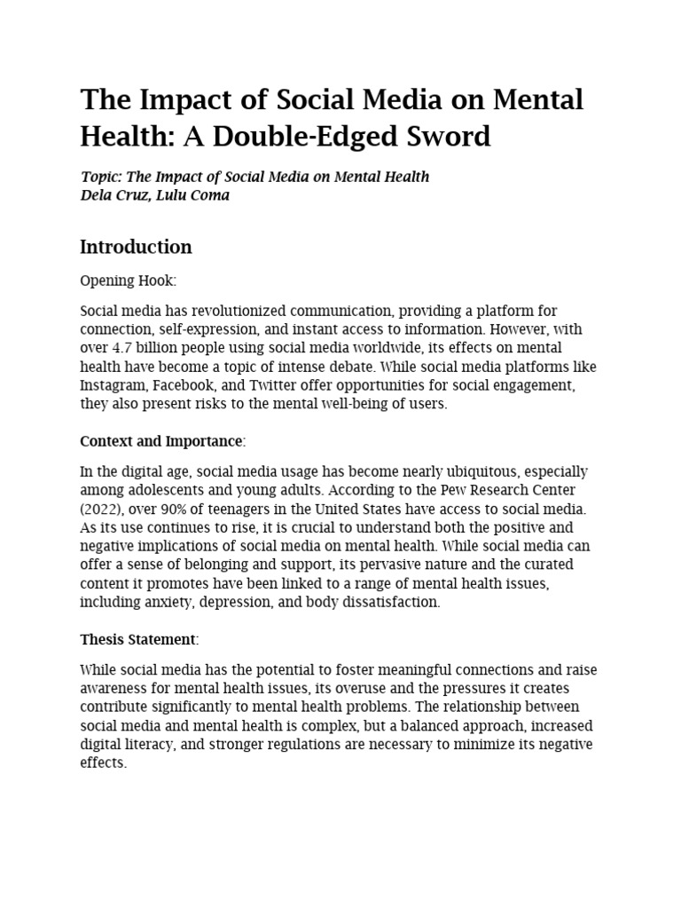 Social Media's Dual Impact on Mental Health | PDF | Social Media ...
