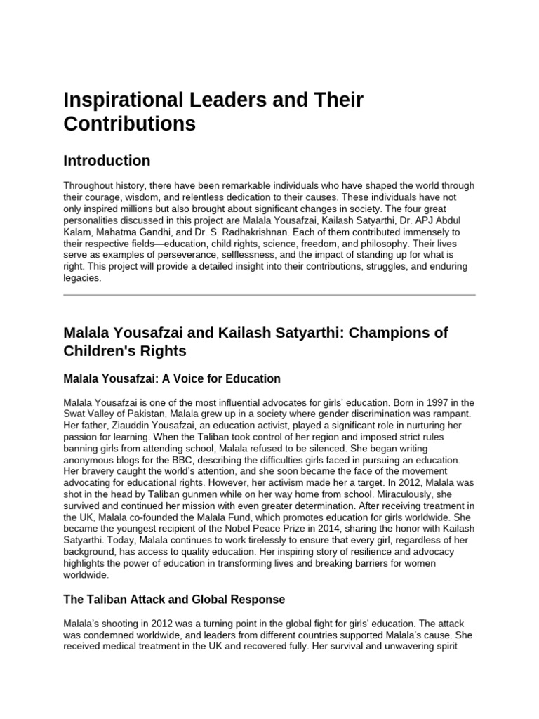 Malala Yousafzai: Advocate for Education | PDF | Malala Yousafzai ...