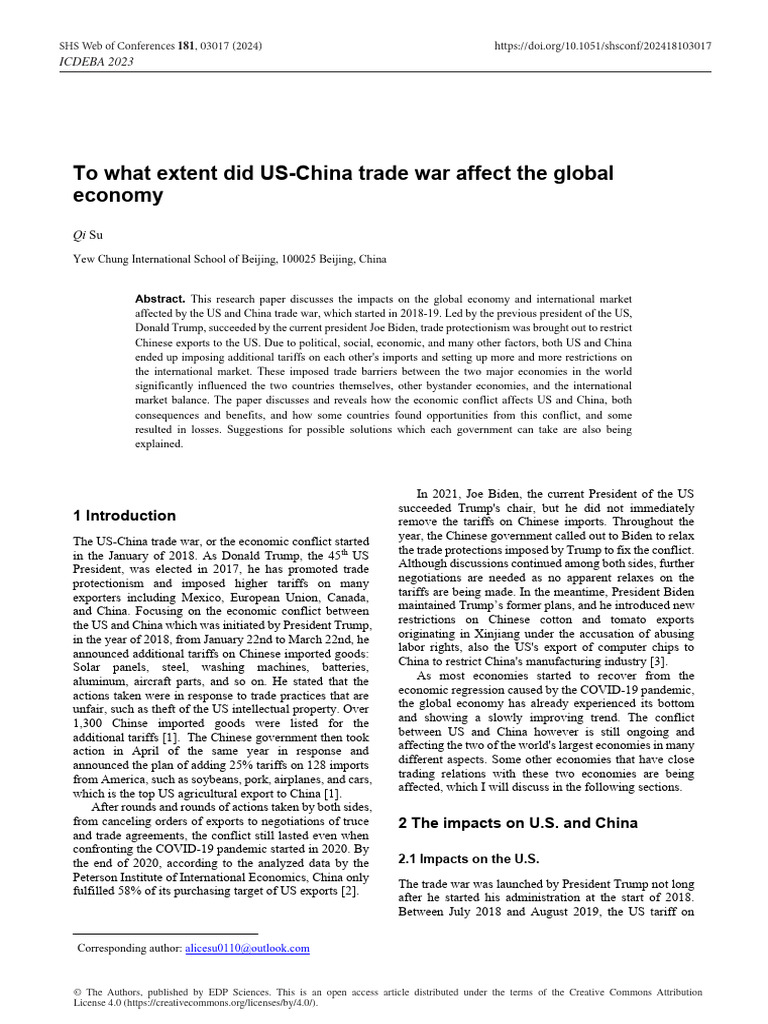 US-China Trade War's Global Impact | PDF | Tariff | Protectionism