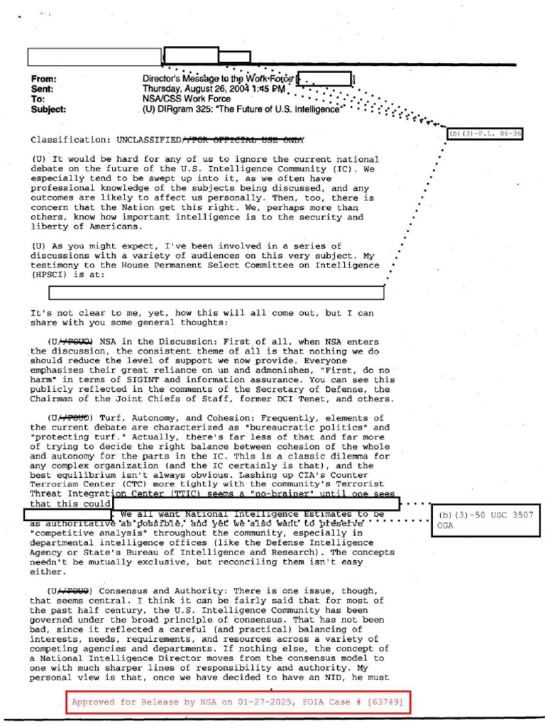 DIRGRAM-325 THE FUTURE OF US INTELLIGENCE | PDF