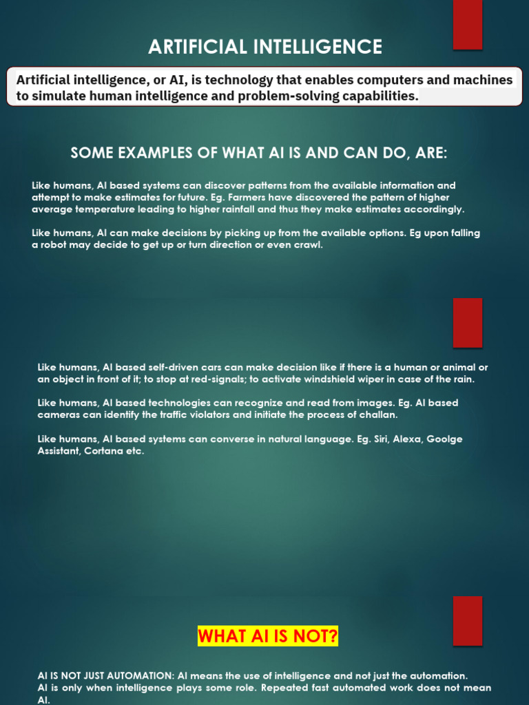 INTRODUCTION TO ARTIFICIAL INTELLIGENCE | PDF | Machine Learning ...