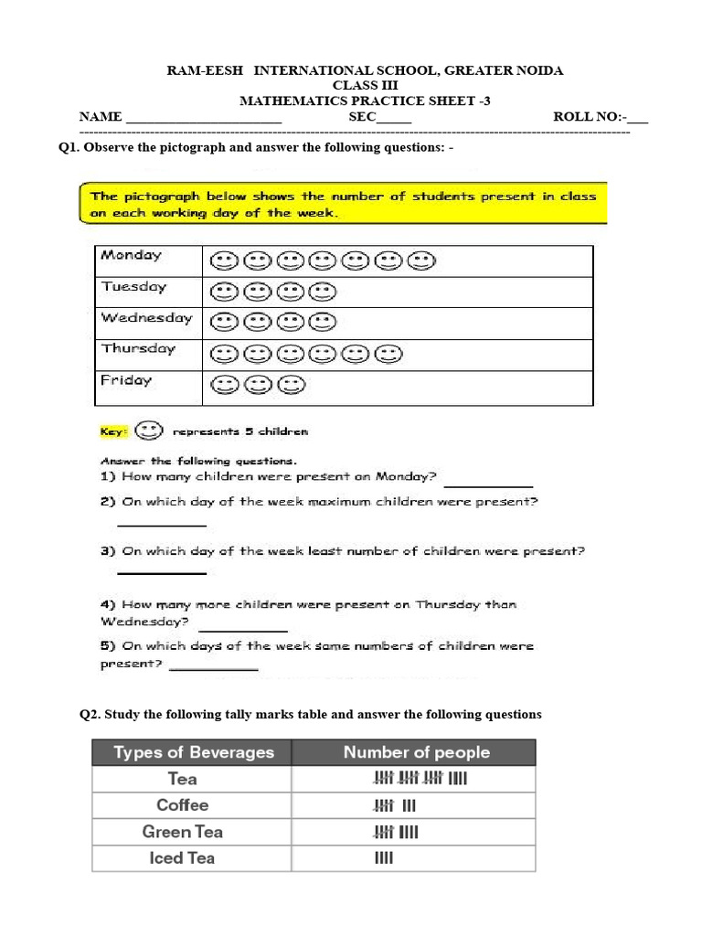 Maths Practicesheet 3class 3 | PDF
