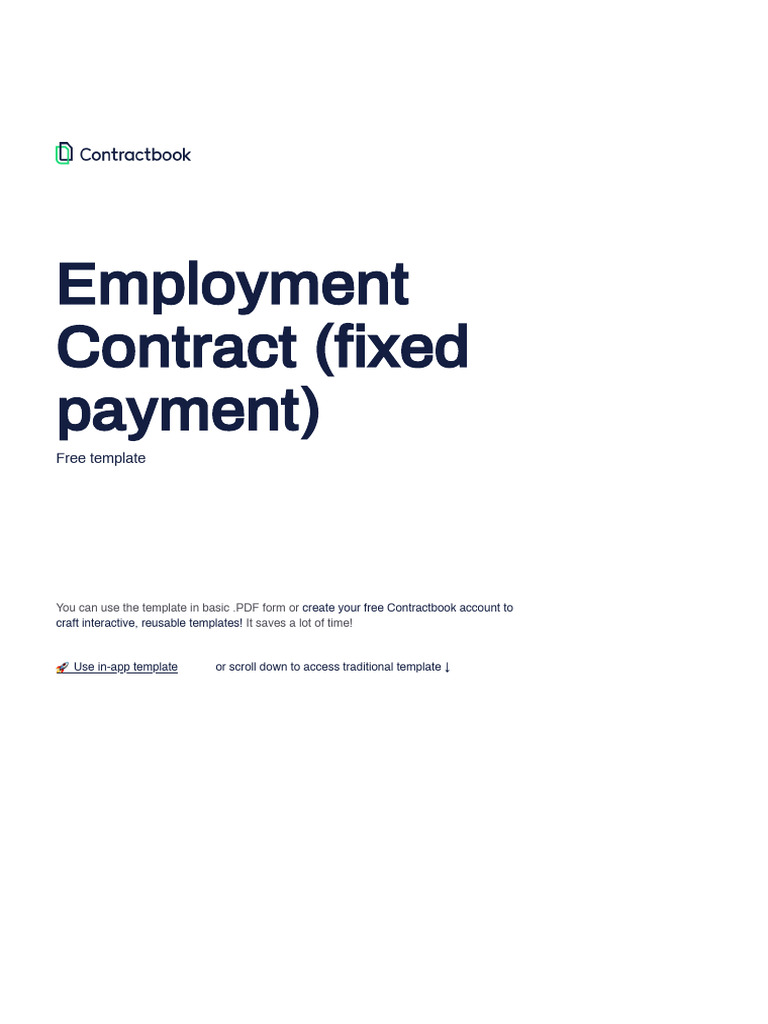 Employment Contract Template (Fixed Payment) | PDF | Employment ...