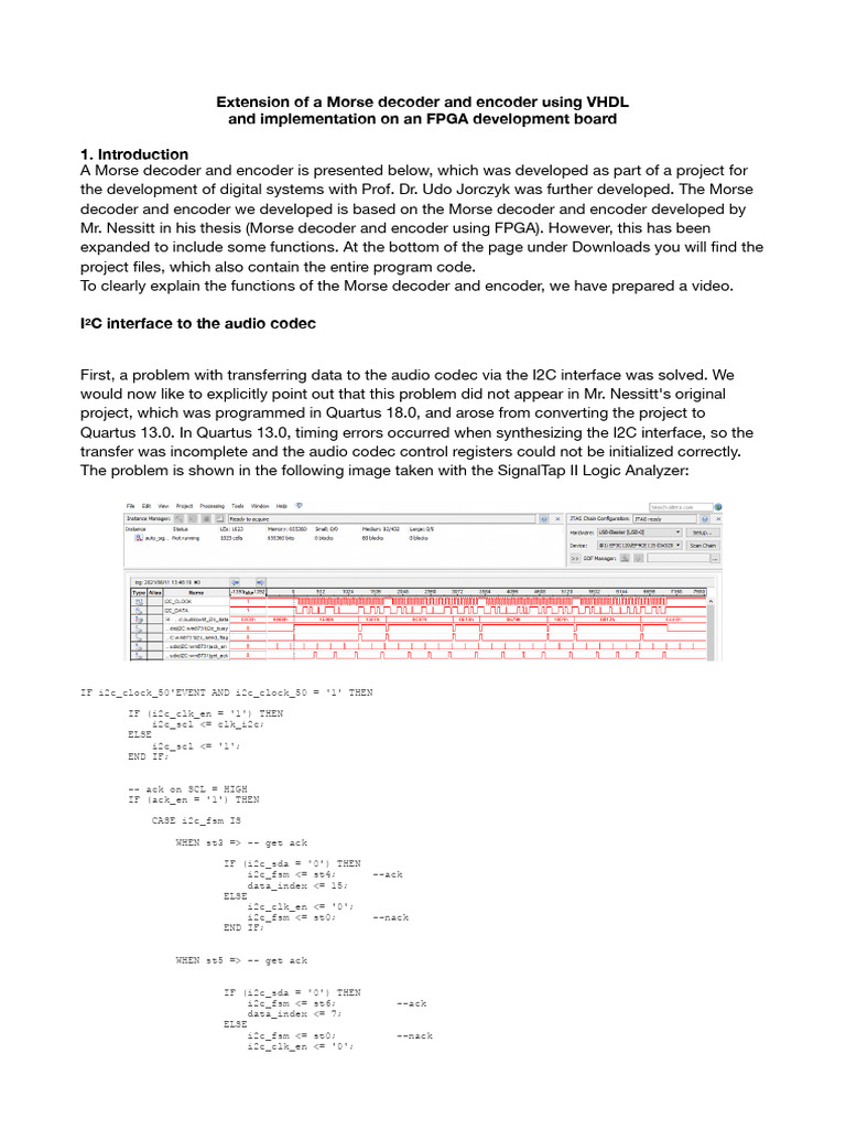Enhanced Morse Decoder with I2C Integration | PDF | Codec | Analog To ...