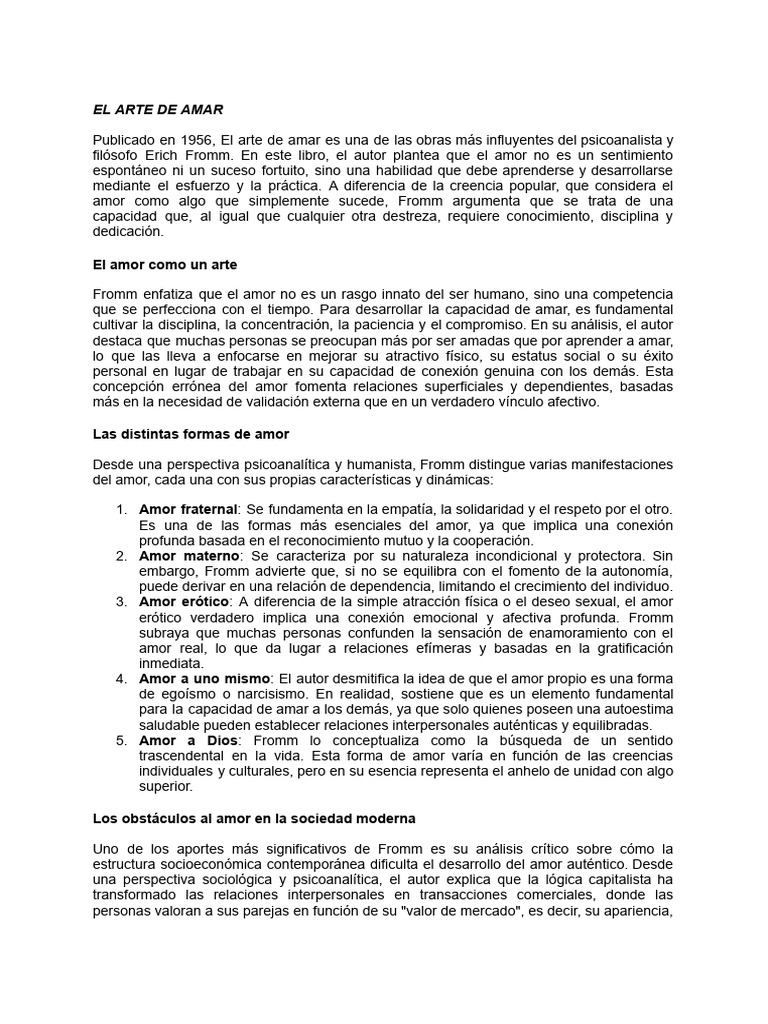El Arte de Amar | PDF | Amor | Autoestima