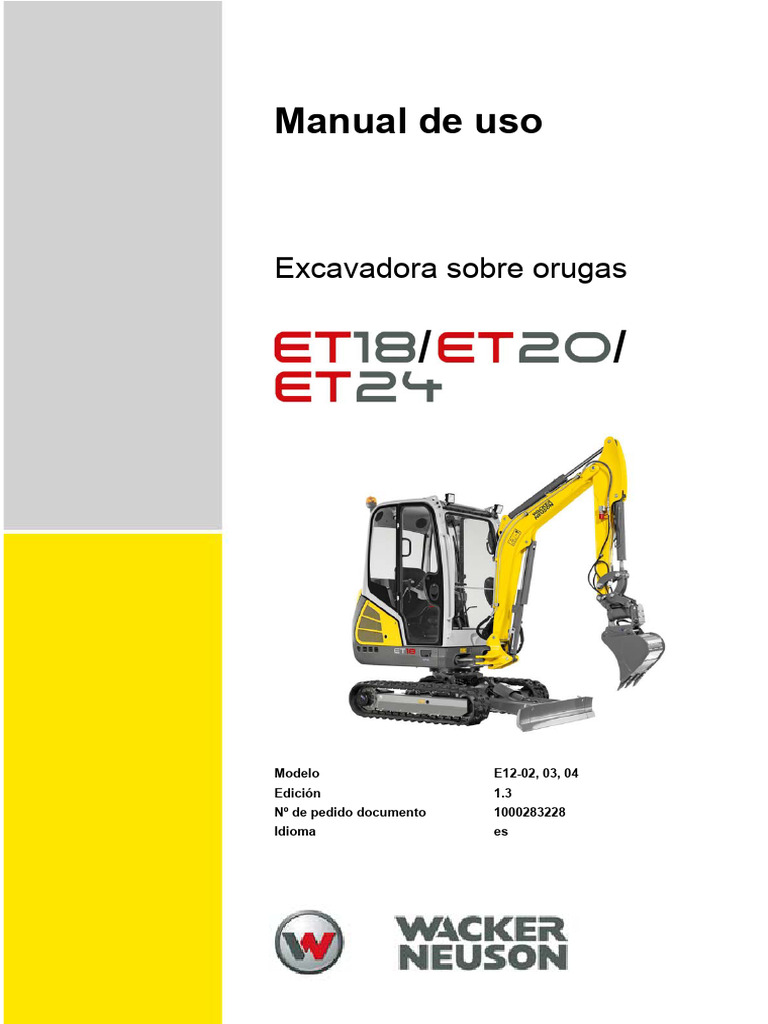 Manual de Uso Wacker Neuson ET20 Español | PDF | Cinturón de seguridad