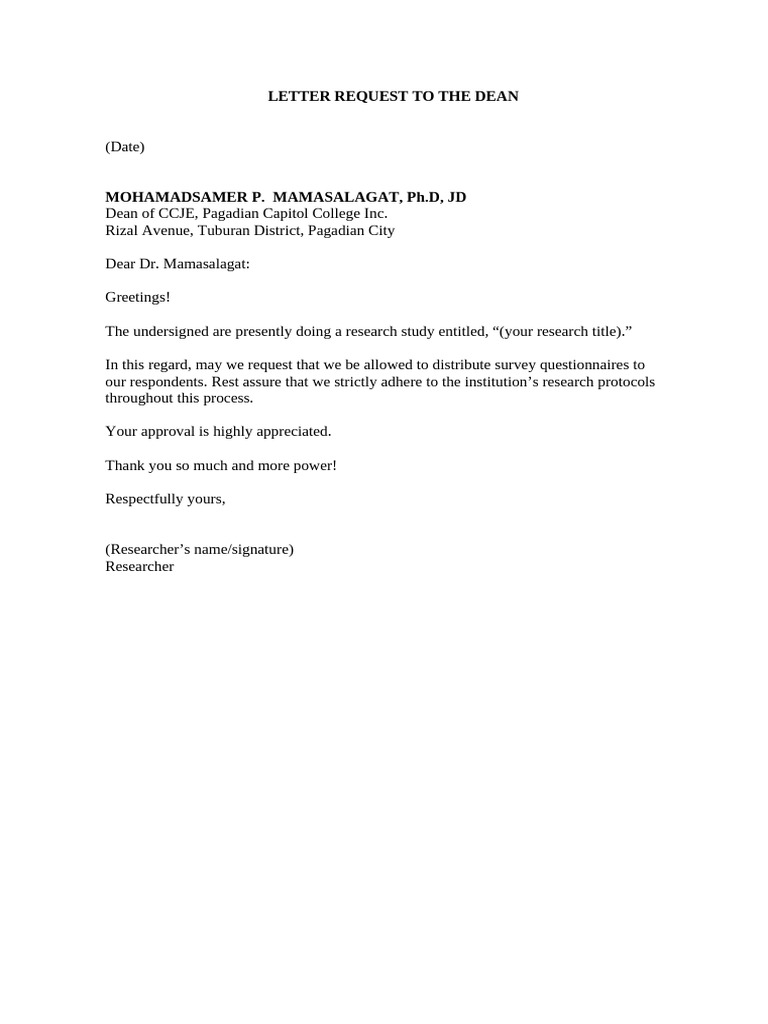 Request for Research Survey Approval | PDF