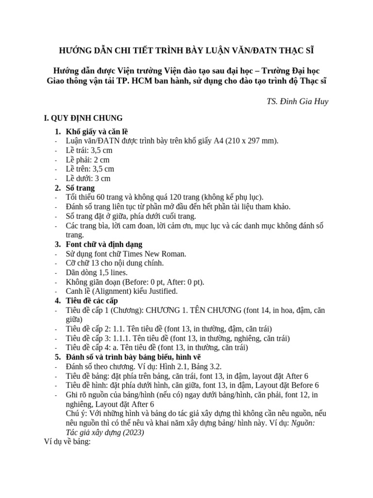 Huong Dan Chi Tiet Trinh Bay Luan Van Thac Si | PDF
