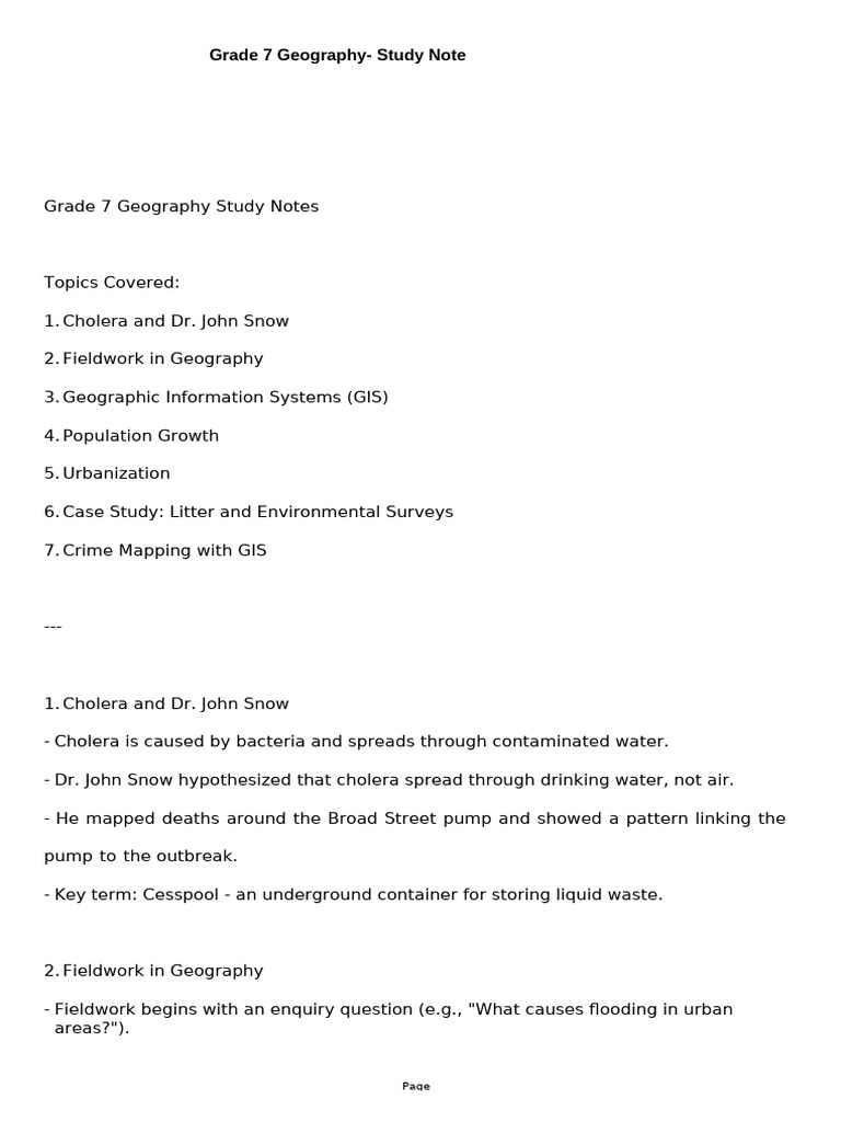 Grade 7 Geography Study Notes | PDF | Geographic Information System ...