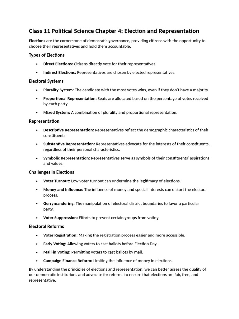 Election and Representation Overview | PDF