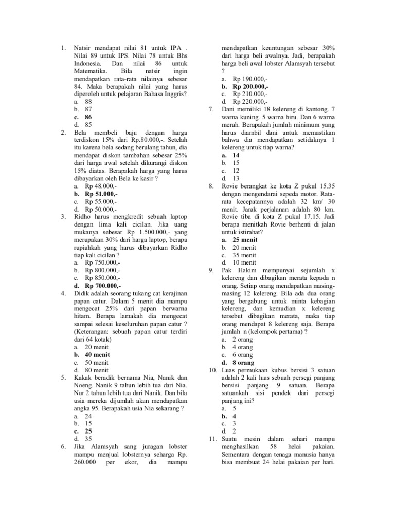 Soal Tpa Gratis