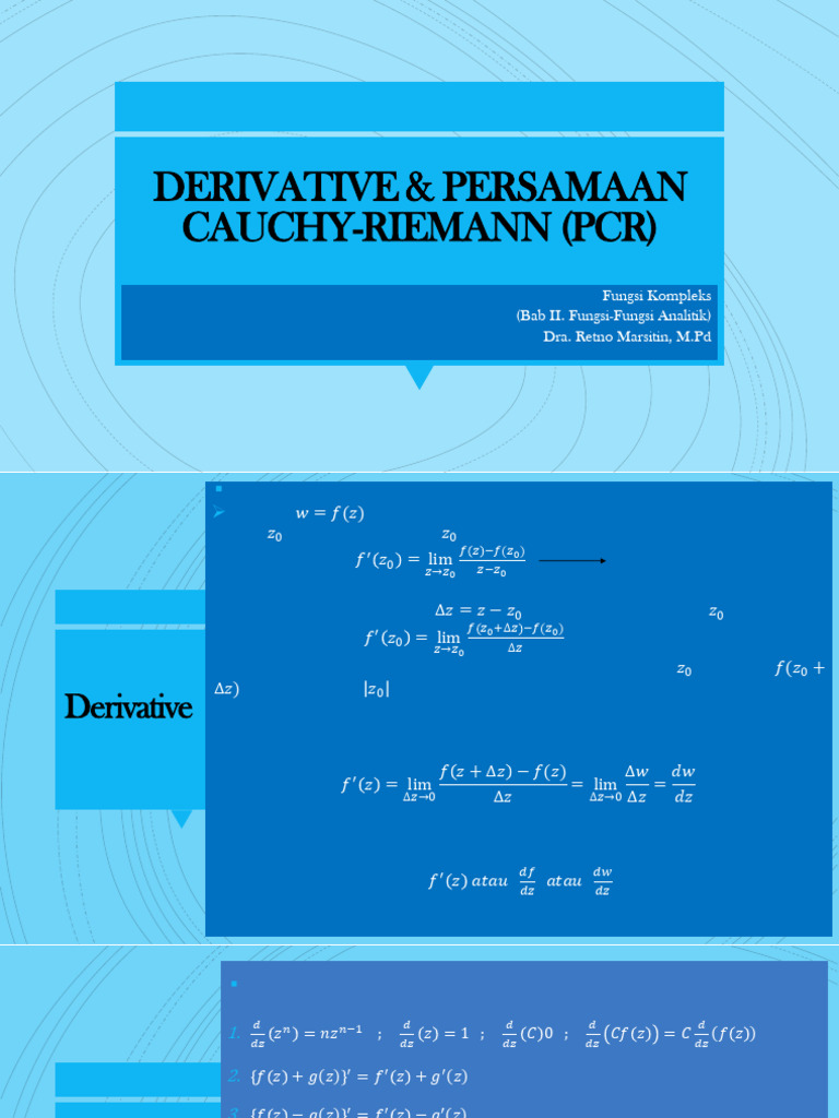 7 derivative persamaan cauchy riemann pcr pdf