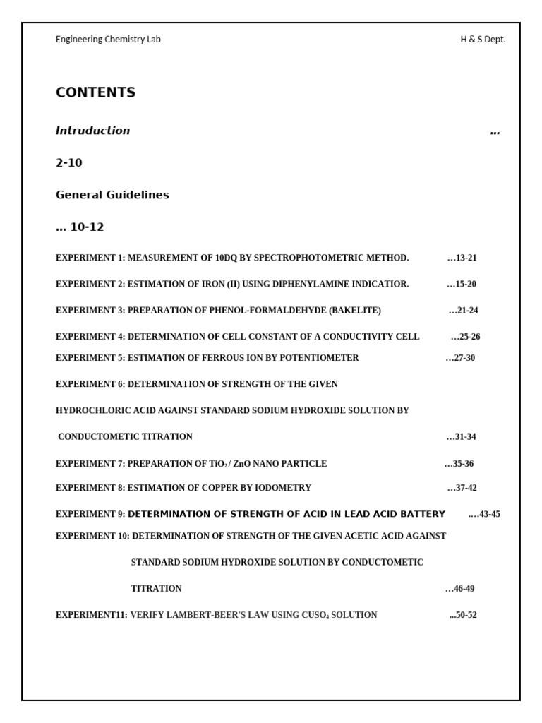 Chemistry Lab Manual 2023-24 | PDF | Titration | Chemistry