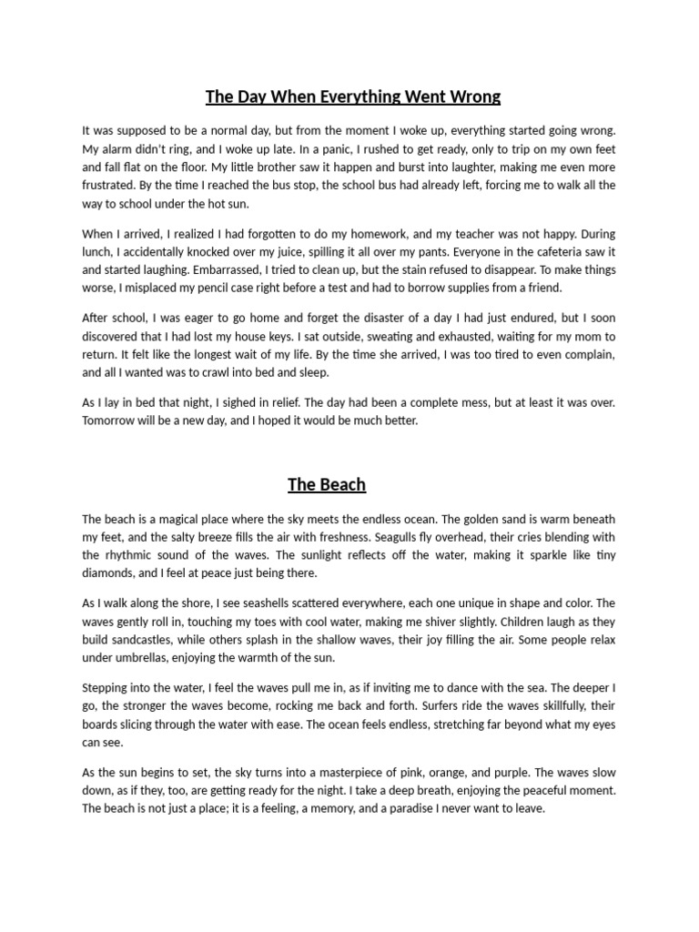English Classwork | PDF