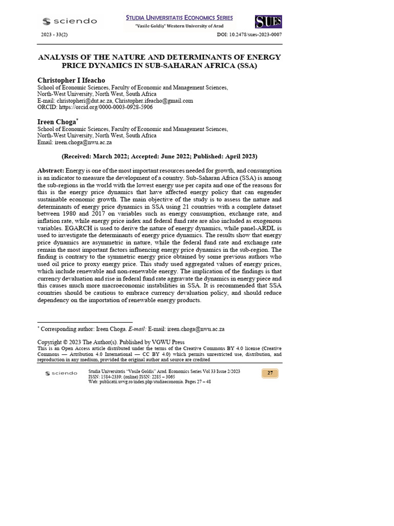 Analysis of The Nature and Determinants of Energy | PDF | Production ...