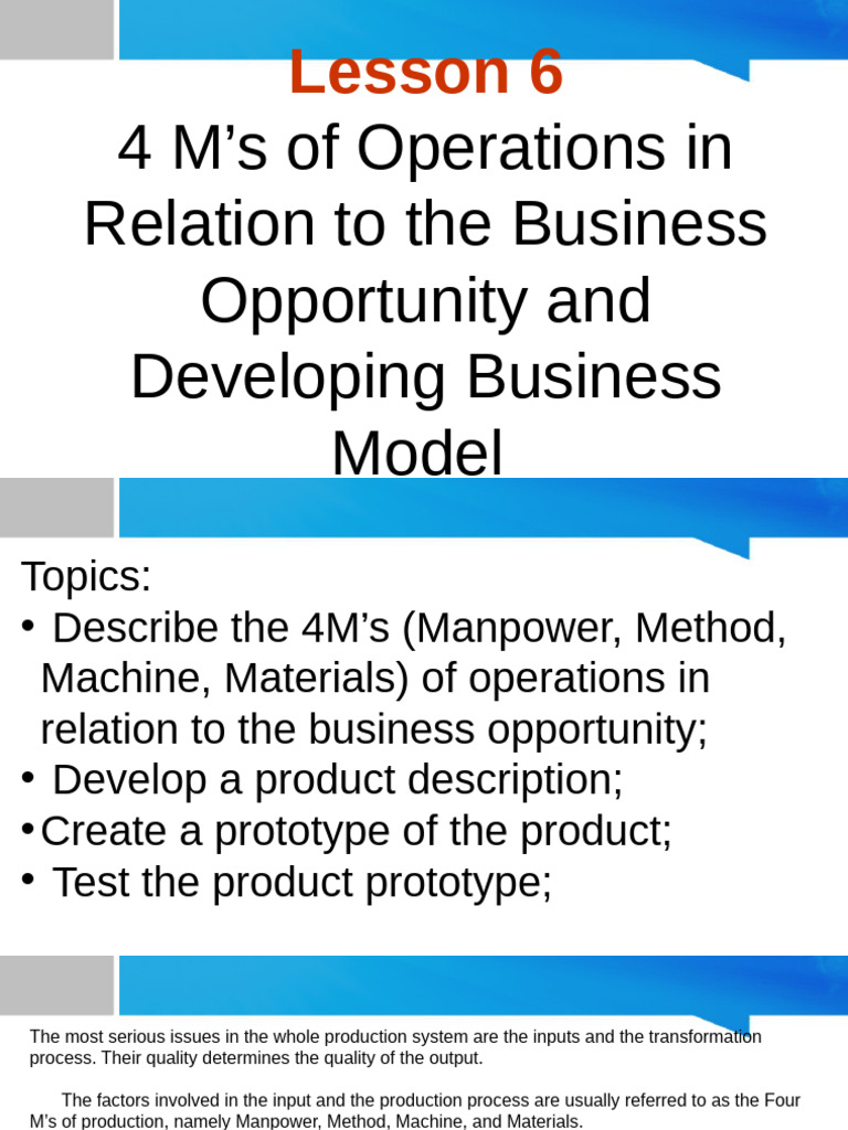 4M’s of Operations for Business Models | PDF | Supply Chain | Business ...