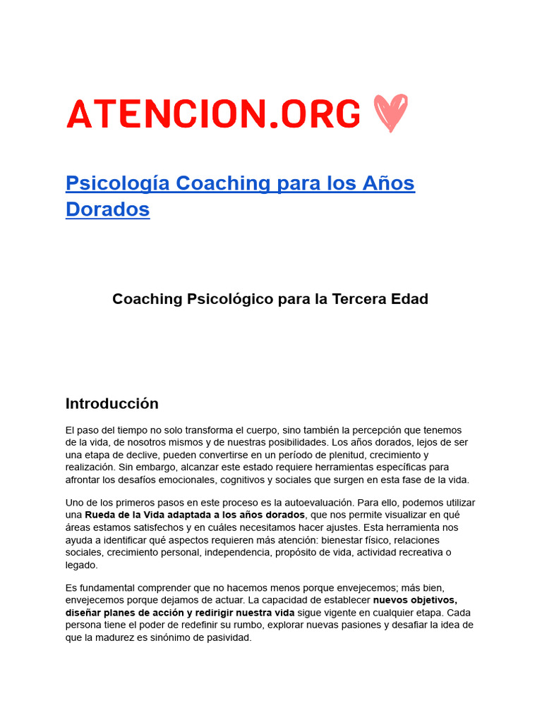 Psicología Coaching Para Los Años Dorados | PDF | Vejez | Las emociones