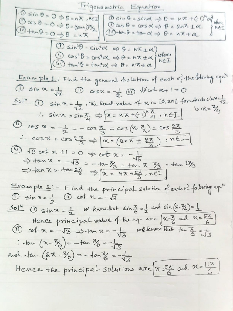 Trigonometric Equations Pdf