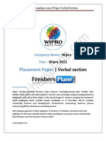 Wipro Verbal Section Paper 1 2012
