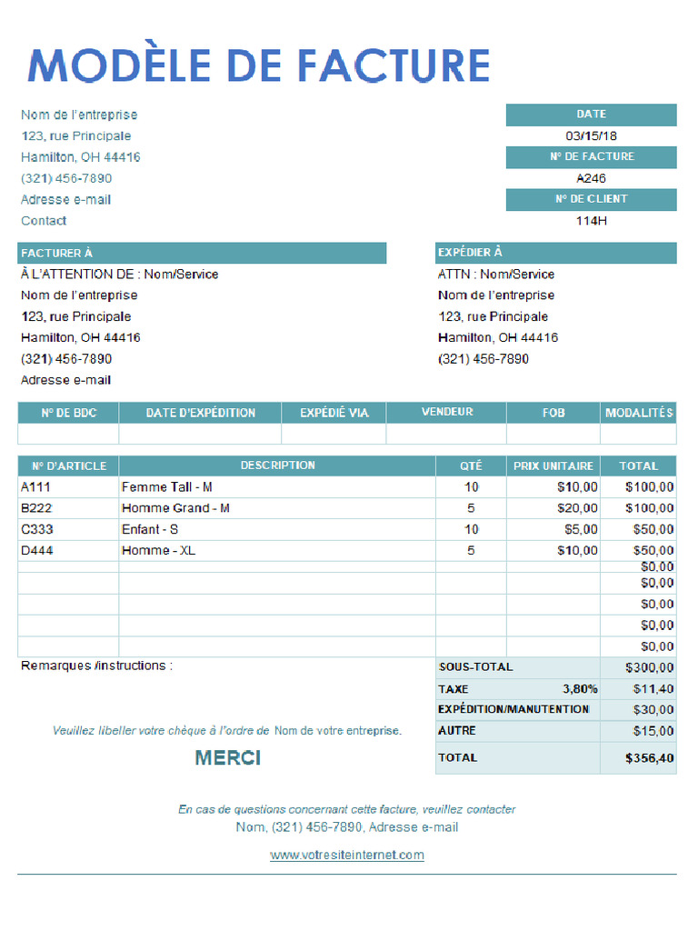 Invoice Template - FR | PDF