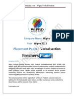 Wipro Verbal Section Paper 2 2011